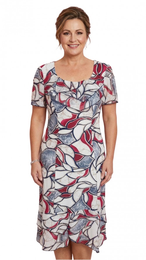 Anna ruha ujjas bordó levélmintás Anna ruha ujjas bordó levélmintás